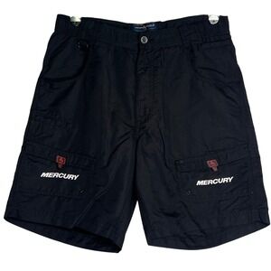 Hook & Tackle Mercury Marine Fishing Cargo Shorts Mens 34 Black Nylon MO19730